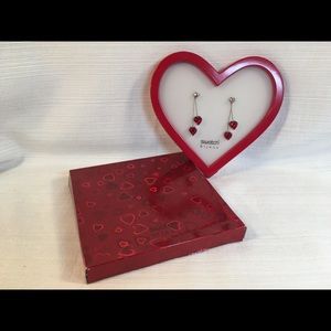 Swatch bijoux Red and Silver Heart Earrings